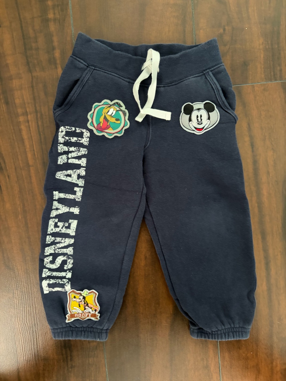 Disneyland Navy Blue Sweatpants with Mickey & Pluto Patches